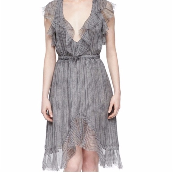 L'Agence Sophie Dress - Grey & White Flowy silk- size 6. EUC - Picture 4 of 10